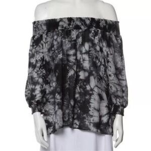 Alice + Olivia 100% Silk Tie Dye Off the Shoulder Blouse